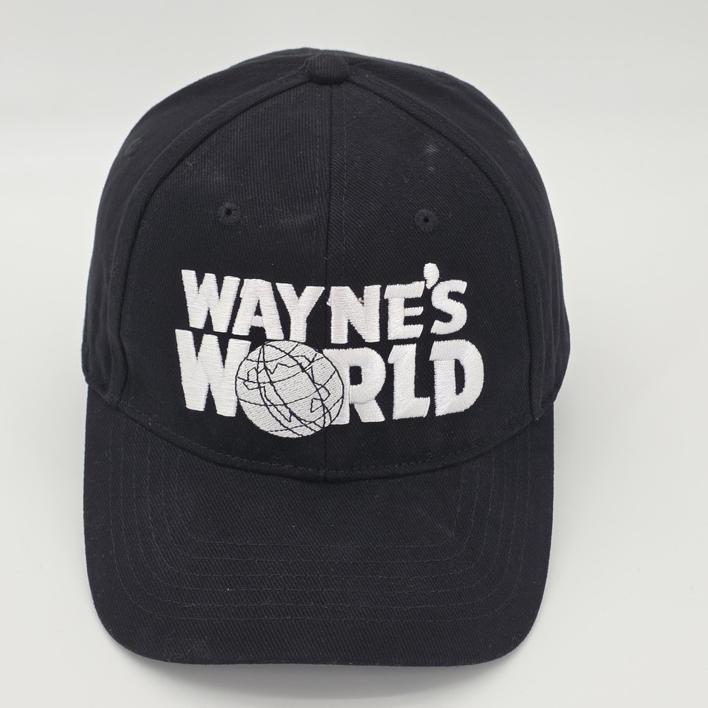 Wayne's World Hat Cap Mens Snap Back Black Movie Promo Embroidered Cotton